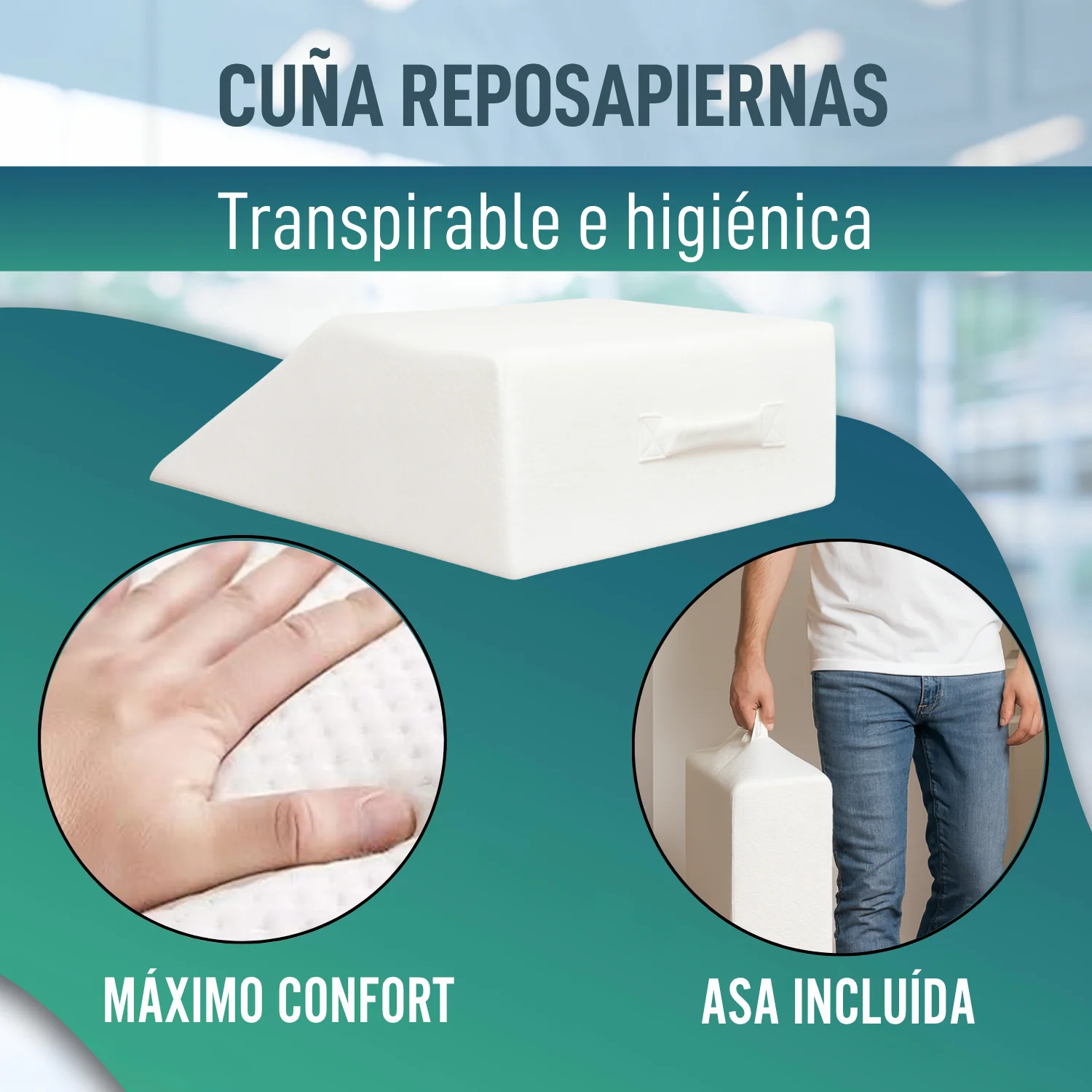 Almohada Viscoelástica para Piernas | Cuña Reposapiernas Recta - Image 4