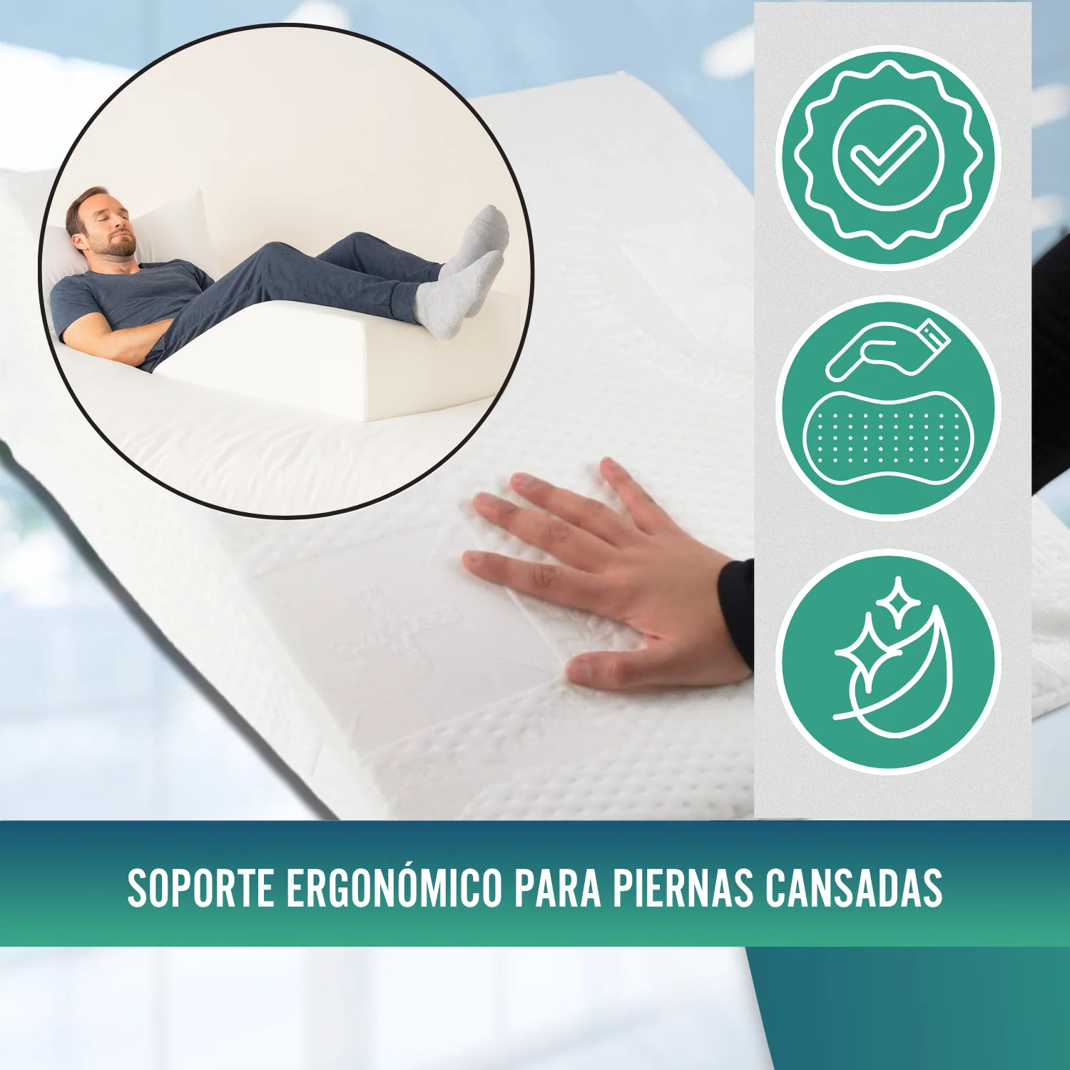 Almohada Viscoelástica para Piernas | Cuña Reposapiernas Recta - Image 9
