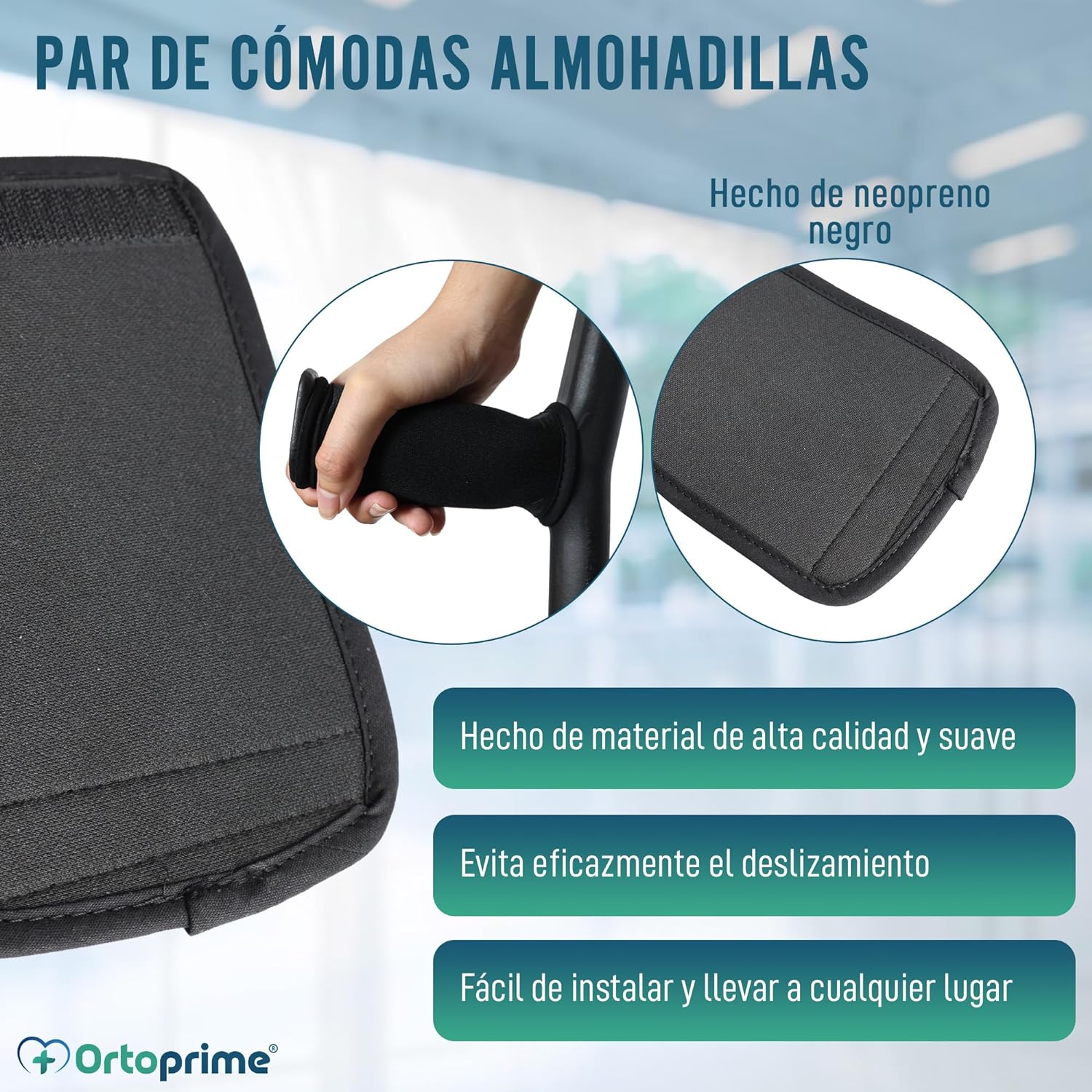 Almohadillas Muletas Acolchadas Velcro Ajustable | 2 Unidades - Image 3