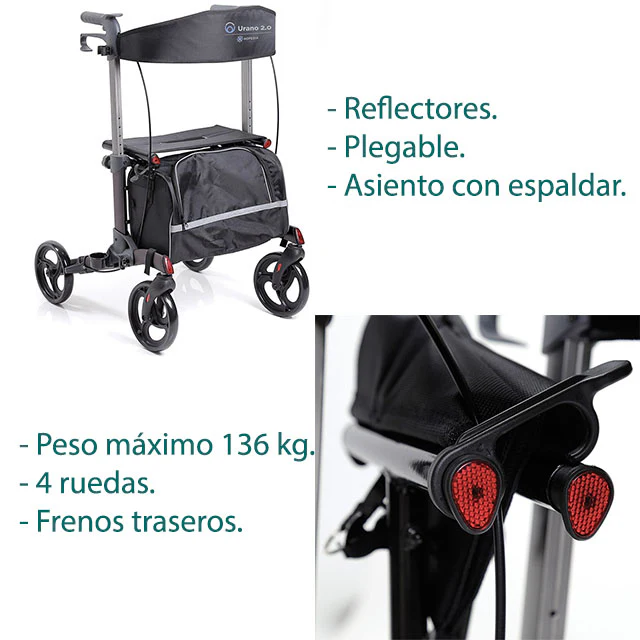 Caminador Rollator 4 Ruedas Plegable con Cesta Multiuso - Image 7