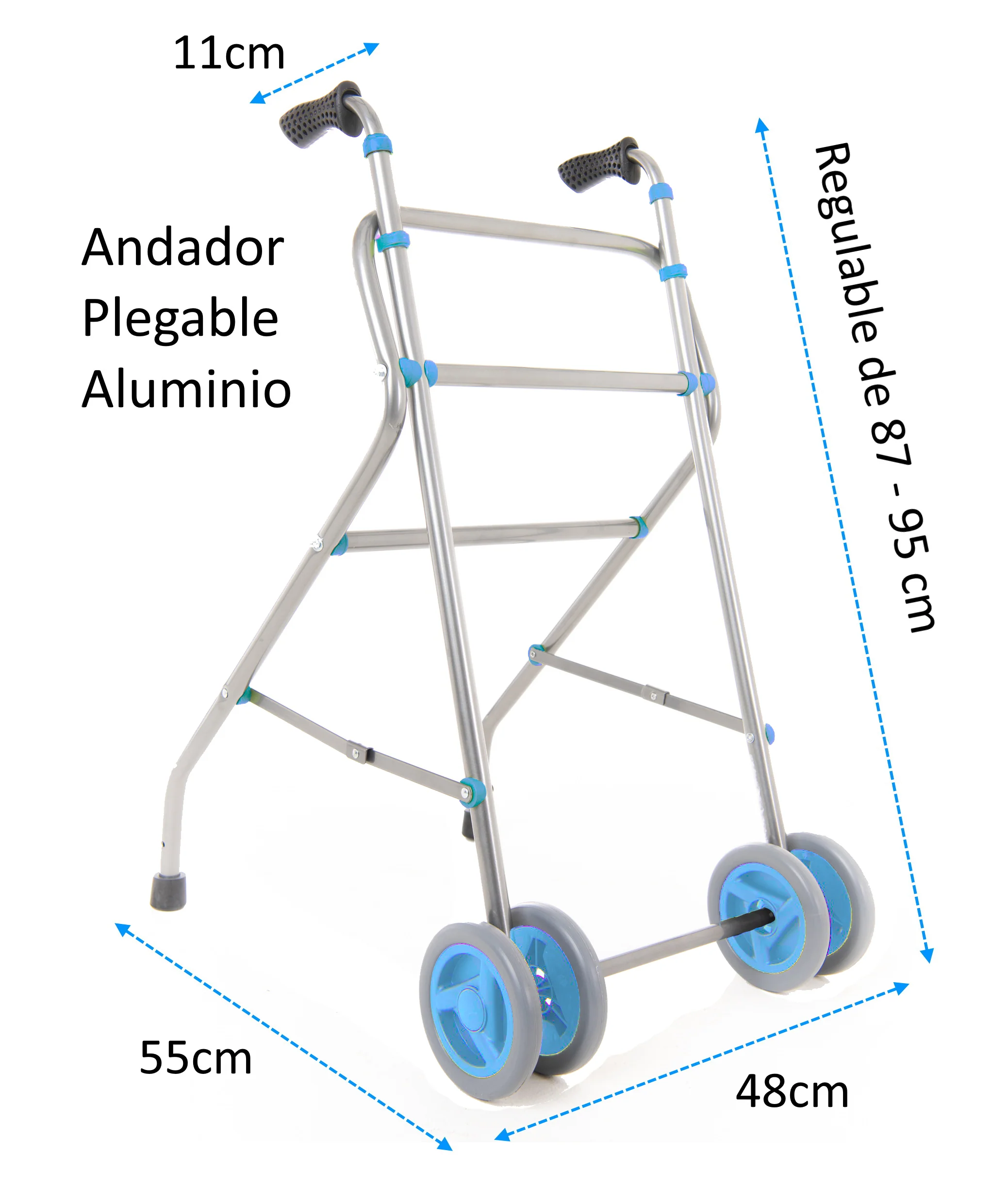 Andador Aluminio Plegable 4 Ruedas Azul - Image 5