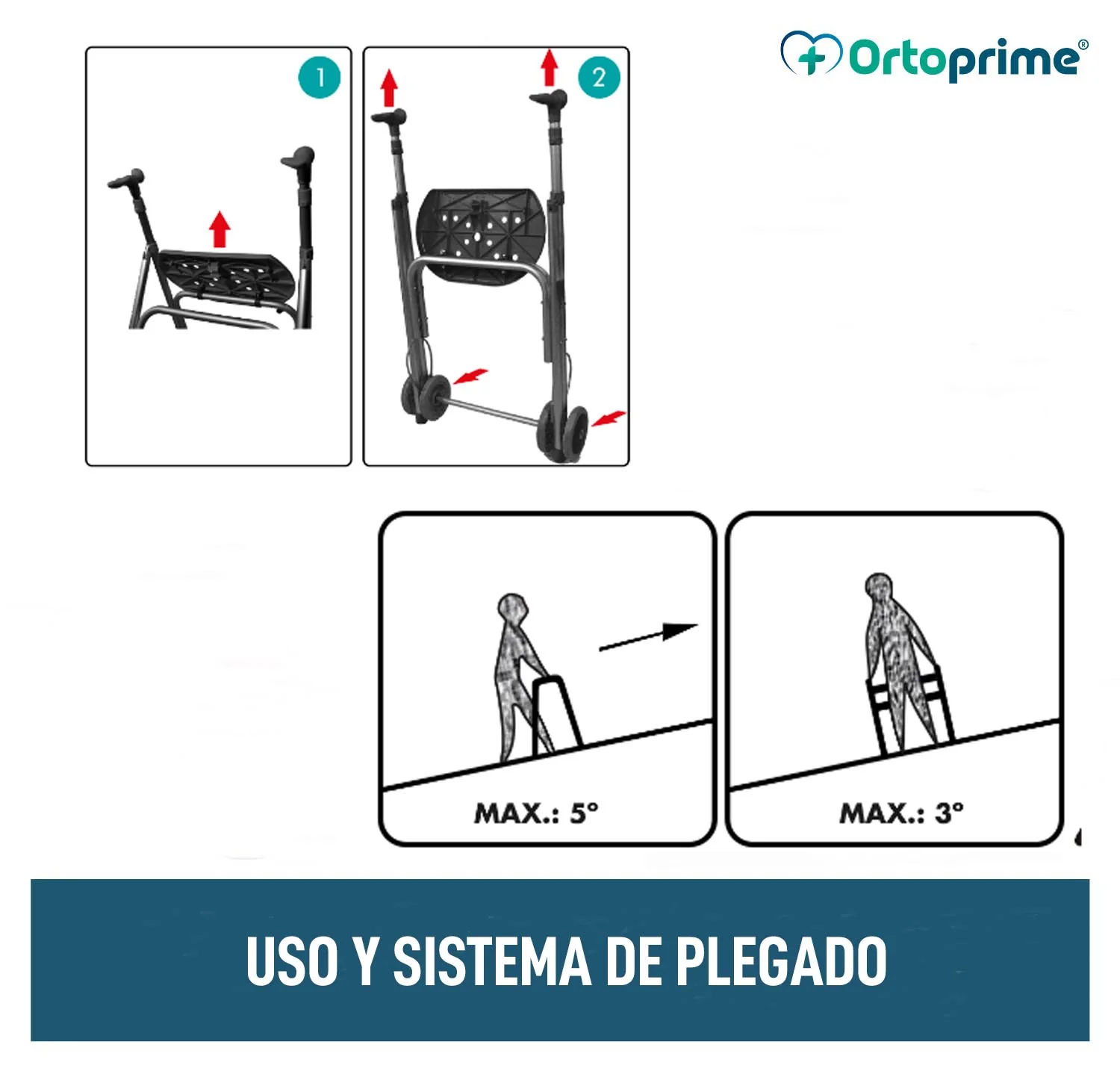 Andador con Asiento Regulable en Altura y Plegable para Adulto - Image 2