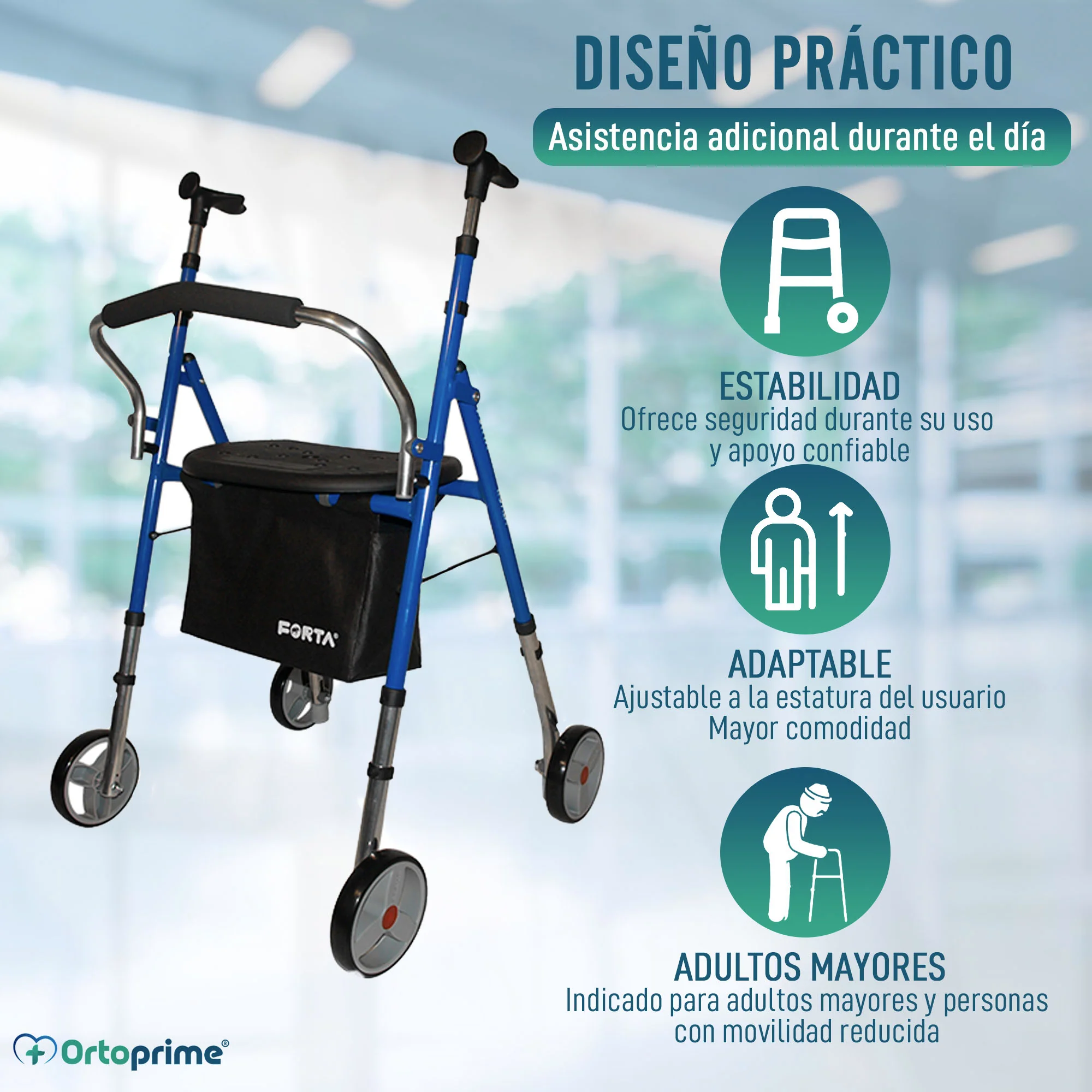 Andador con Asiento Regulable en Altura y Plegable para Adulto - Image 4