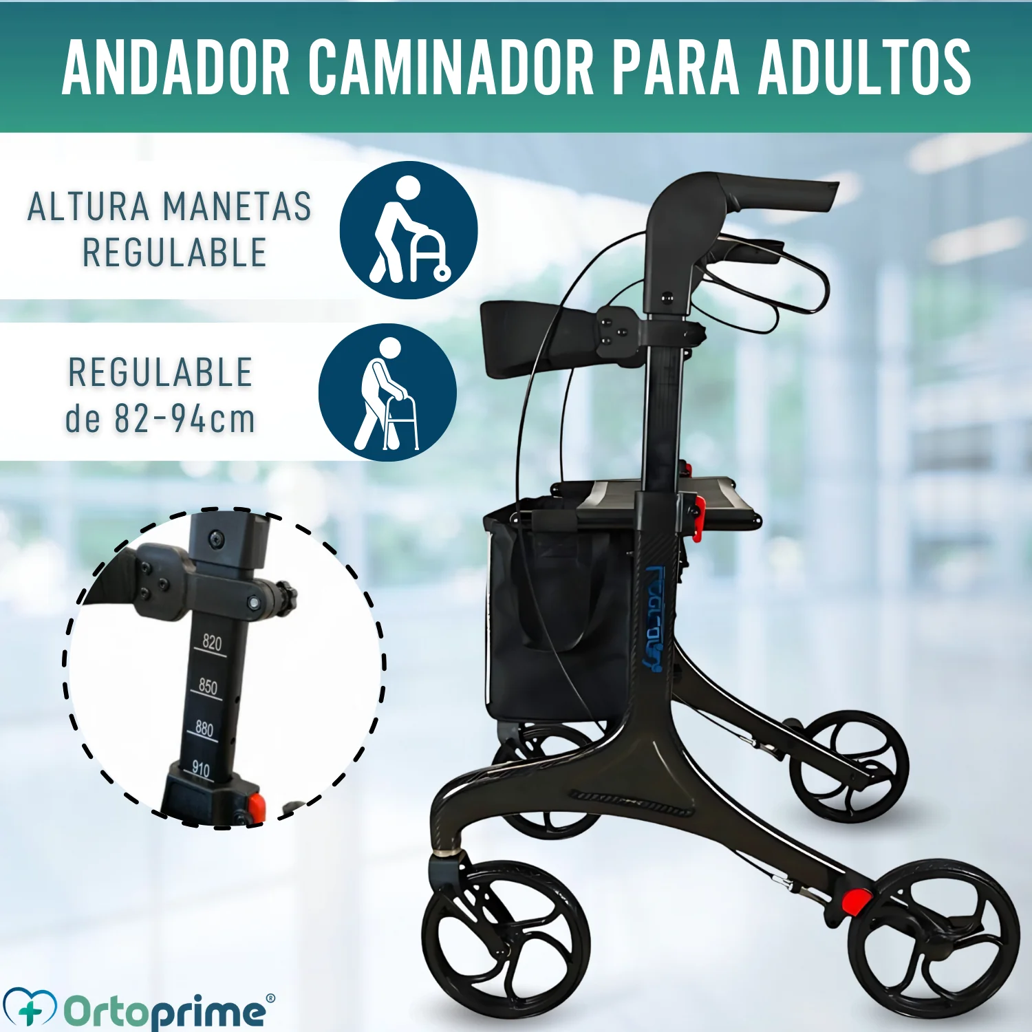 Andador para Adultos Plegable con Asiento | Fibra de Carbono - Image 3