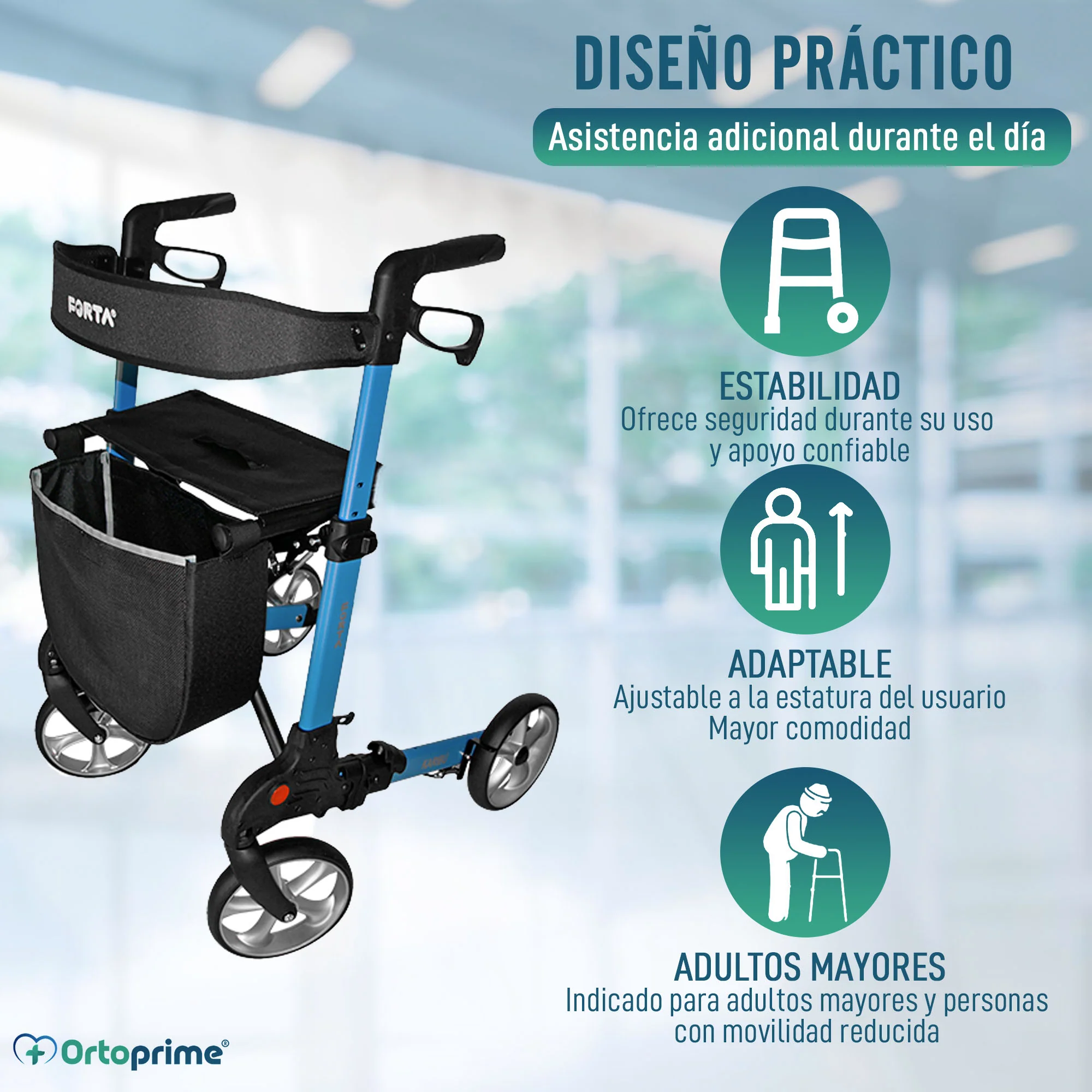 Andador para Mayores Plegable con Pedal Elevación y Asiento - Image 7