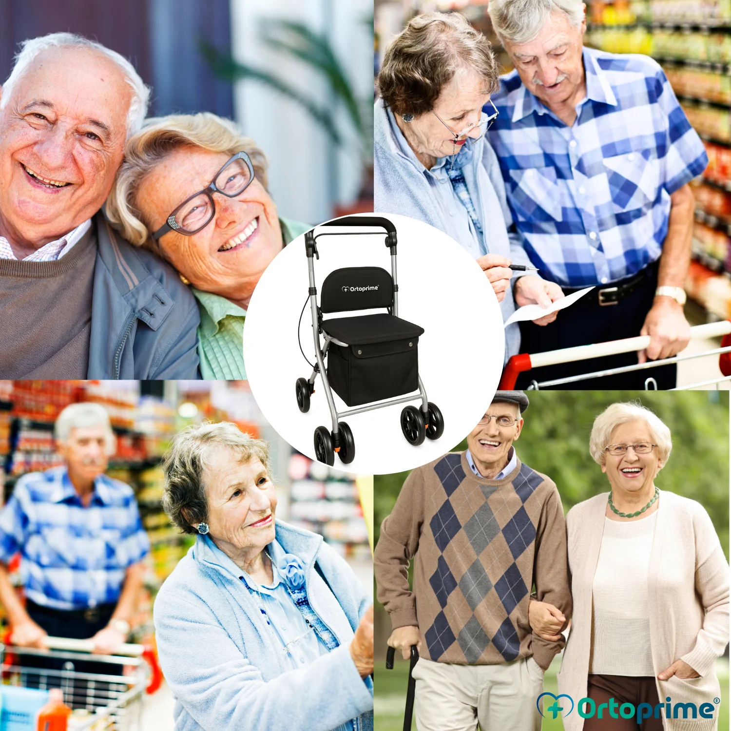 Andador Adultos Plegable Rollator con Carro de la Compra - Image 8