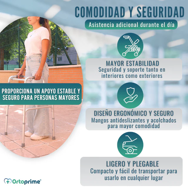 Andador Ancianos sin Ruedas | Caminador Adultos Aluminio Plegable - Image 2