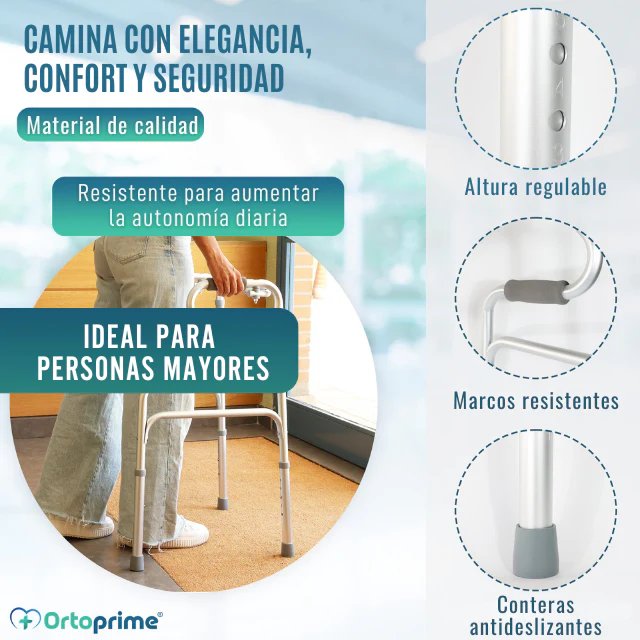 Andador Ancianos sin Ruedas | Caminador Adultos Aluminio Plegable - Image 4
