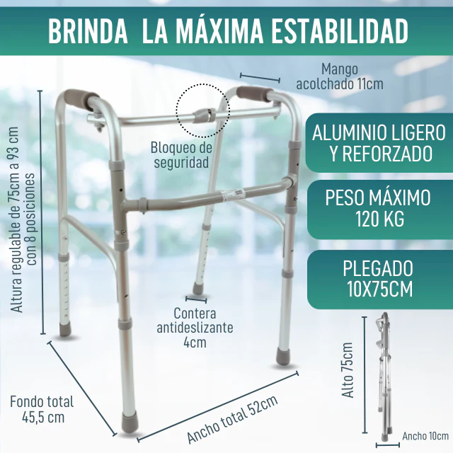 Andador Ancianos sin Ruedas | Caminador Adultos Aluminio Plegable - Image 6