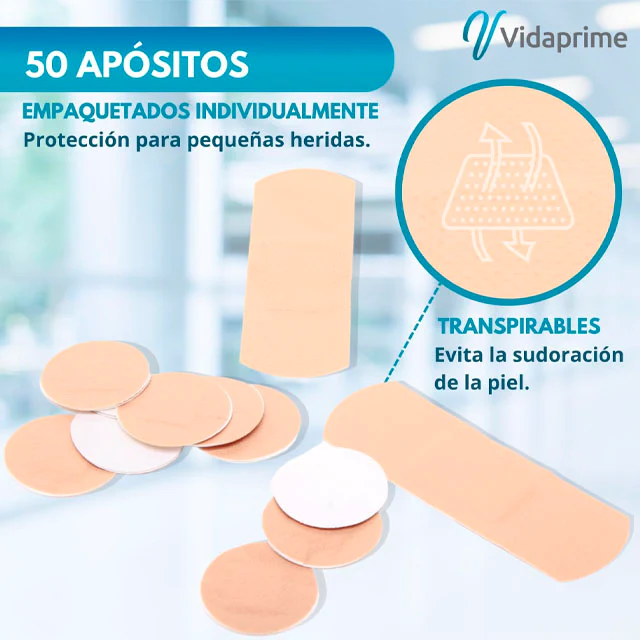 Apósitos Adhesivos Impermeable en 3 Tamaños | 50 Unidades - Image 3
