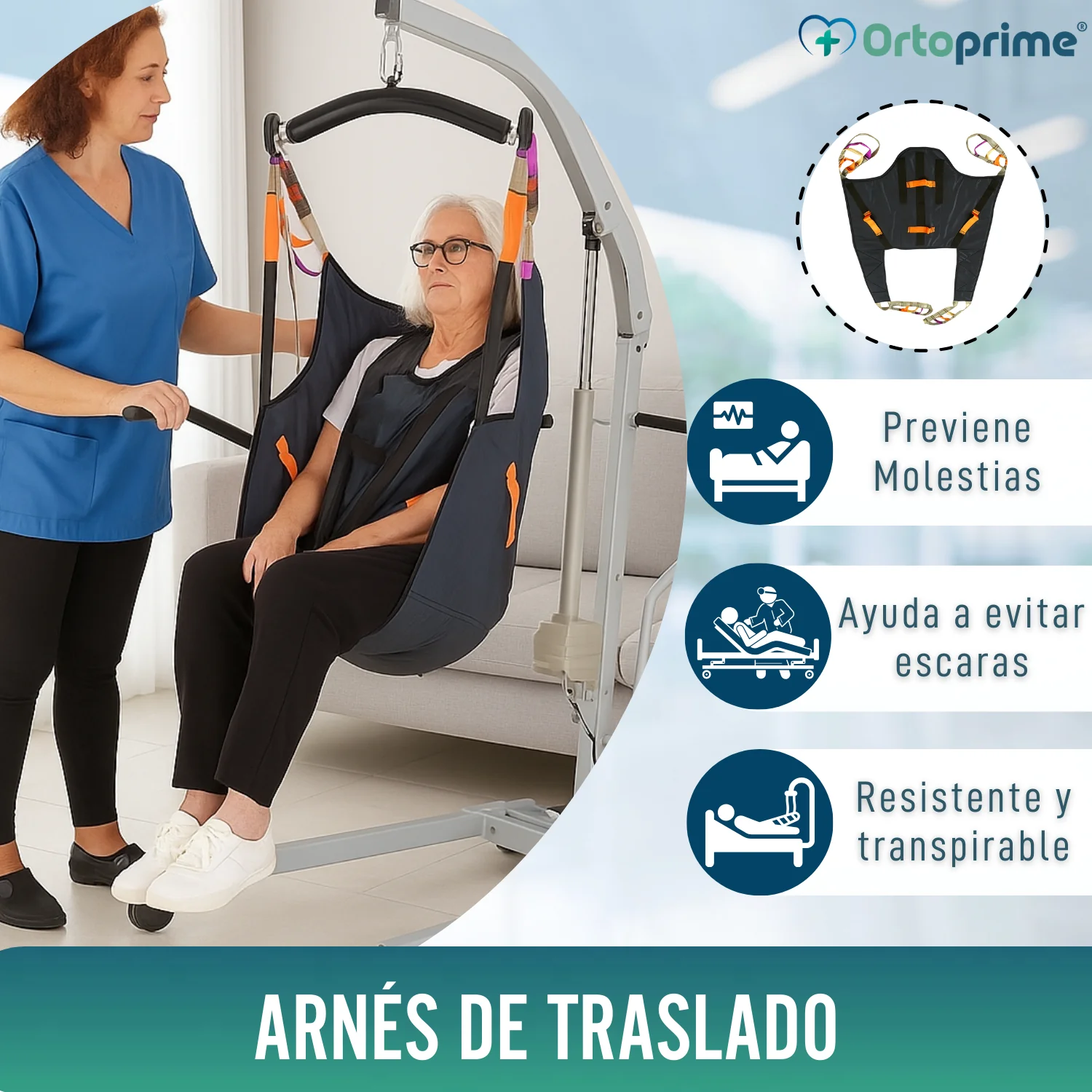 Arnés Ortopédico con Soporte de Cabeza para Grúa de Traslado - Image 3