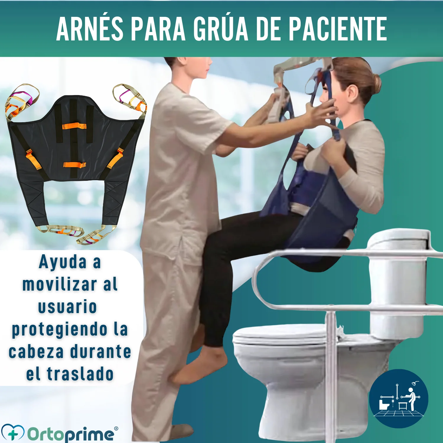 Arnés Ortopédico con Soporte de Cabeza para Grúa de Traslado - Image 4