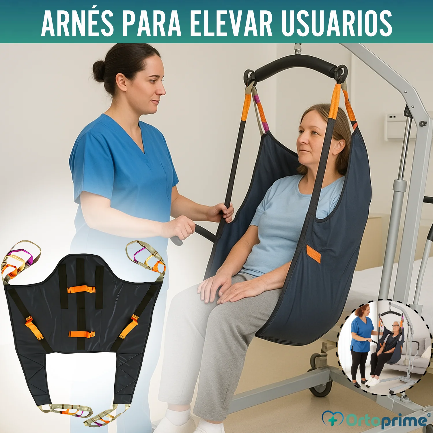 Arnés Ortopédico con Soporte de Cabeza para Grúa de Traslado - Image 7