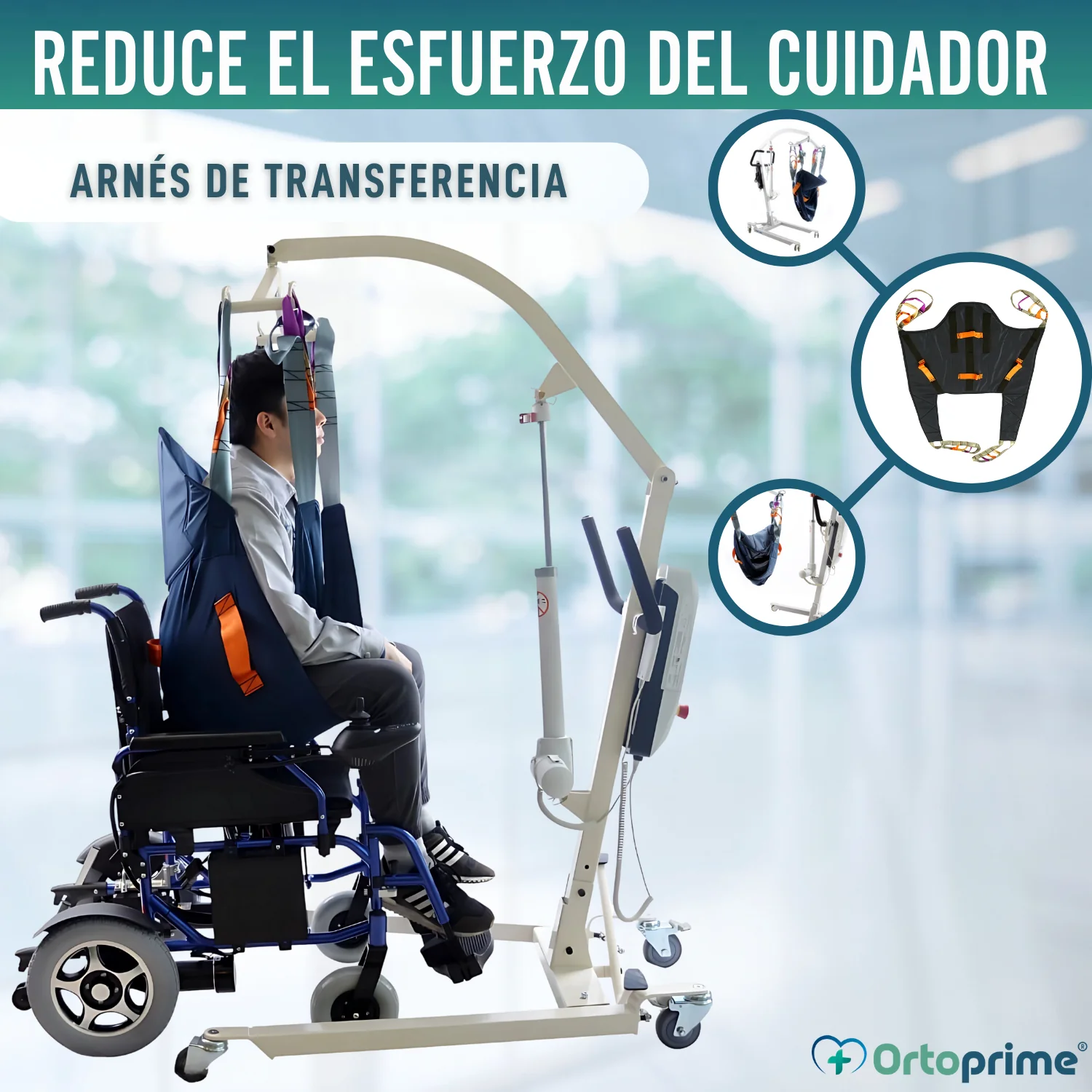 Arnés Ortopédico con Soporte de Cabeza para Grúa de Traslado - Image 8