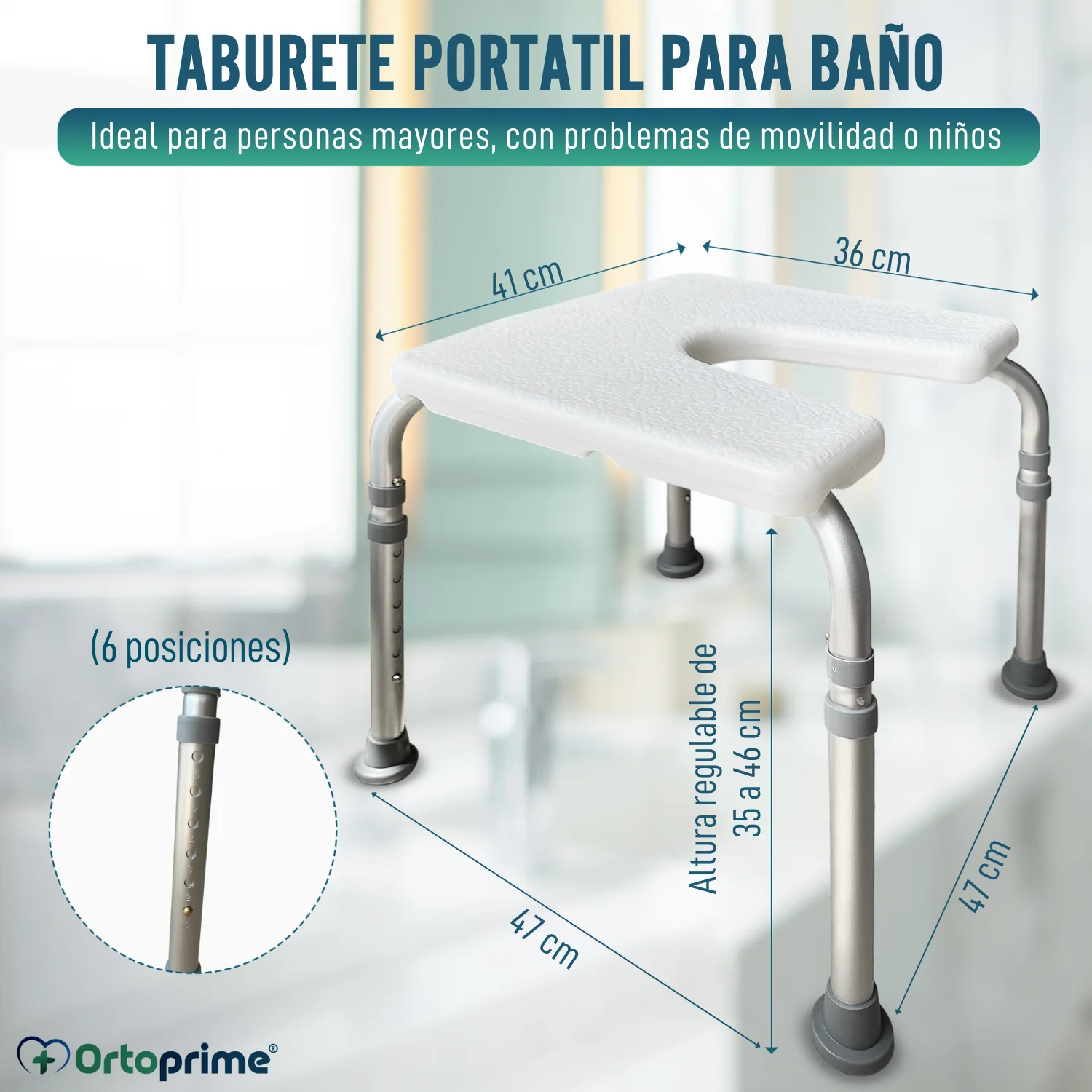 Taburete de Baño Ortopédico Forma de U | Regulable - Image 5