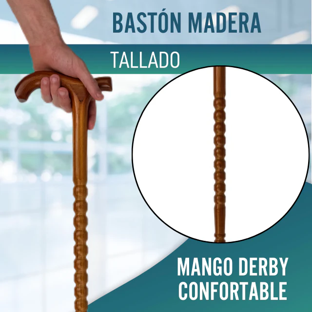 Bastón de Madera Redondeado Adultos | Mango Derby - Image 2
