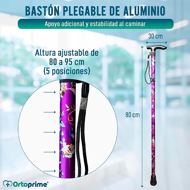 Bastón para Caminar Extensible 5 Posiciones | Estampado Floral - Image 4