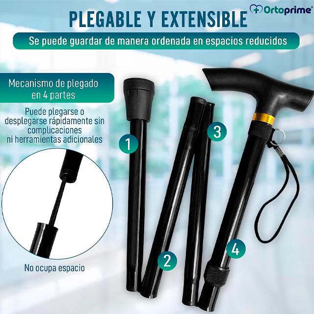 Bastón para Caminar Extensible y Regulable en Altura | Negro - Image 3