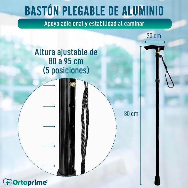 Bastón para Caminar Extensible y Regulable en Altura | Negro - Image 4