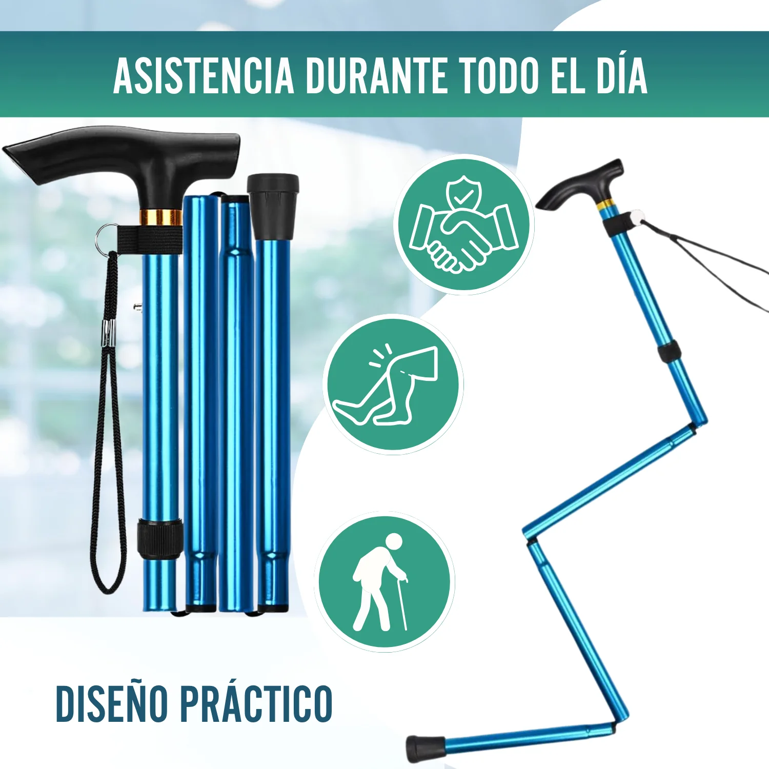 Bastón para Caminar Plegable y Extensible| Bastón Azul - Image 4