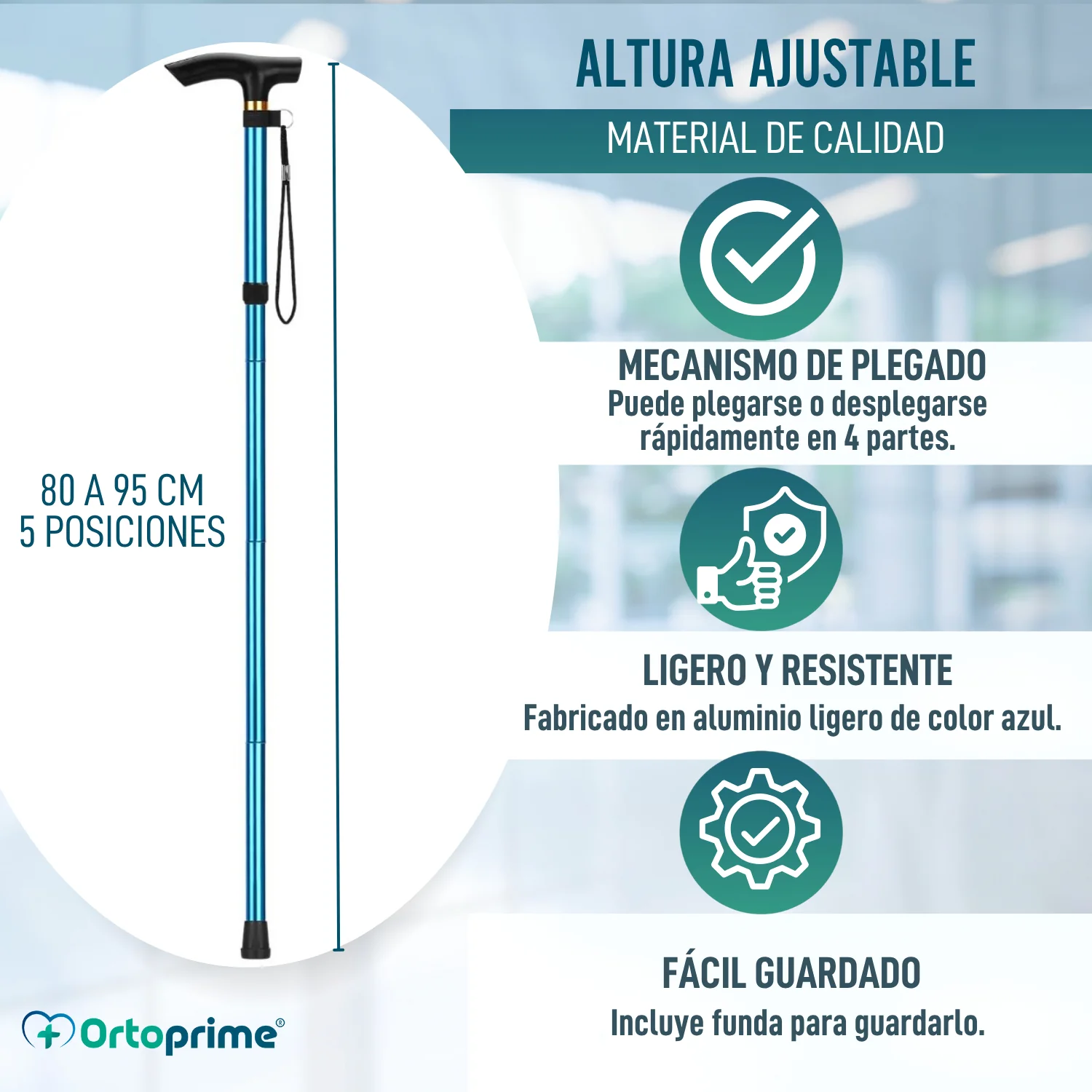 Bastón para Caminar Plegable y Extensible| Bastón Azul - Image 7