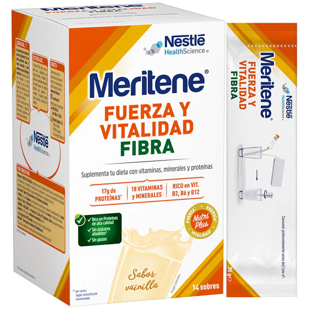 Meritene Batido Multivitamínico con Fibra de 2 Sabores | 15 Sobres - Image 3
