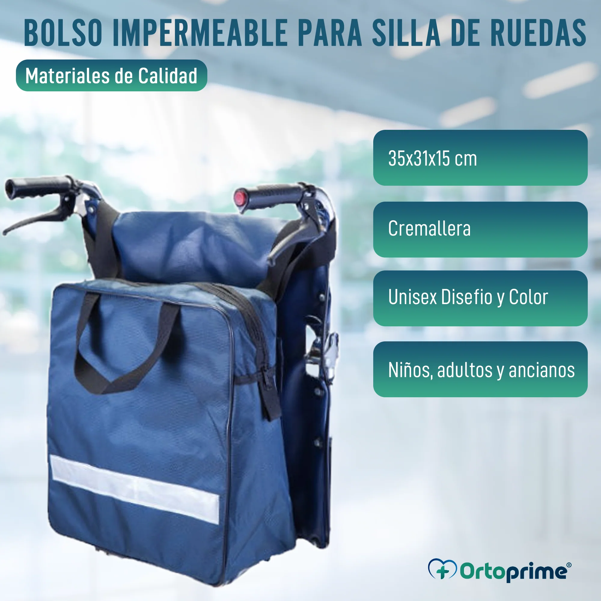 Bolso Impermeable para Silla de Ruedas | Azul Marino - Image 5