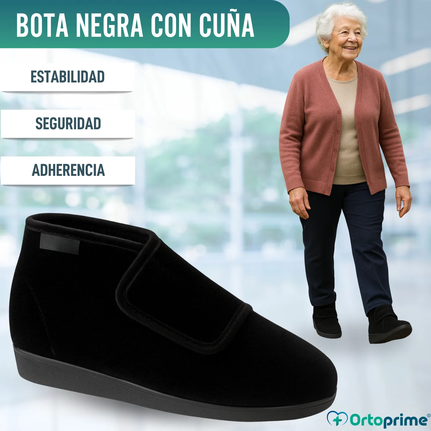 Bota Corte Alto de Terciopelo Con Velcro - Image 3