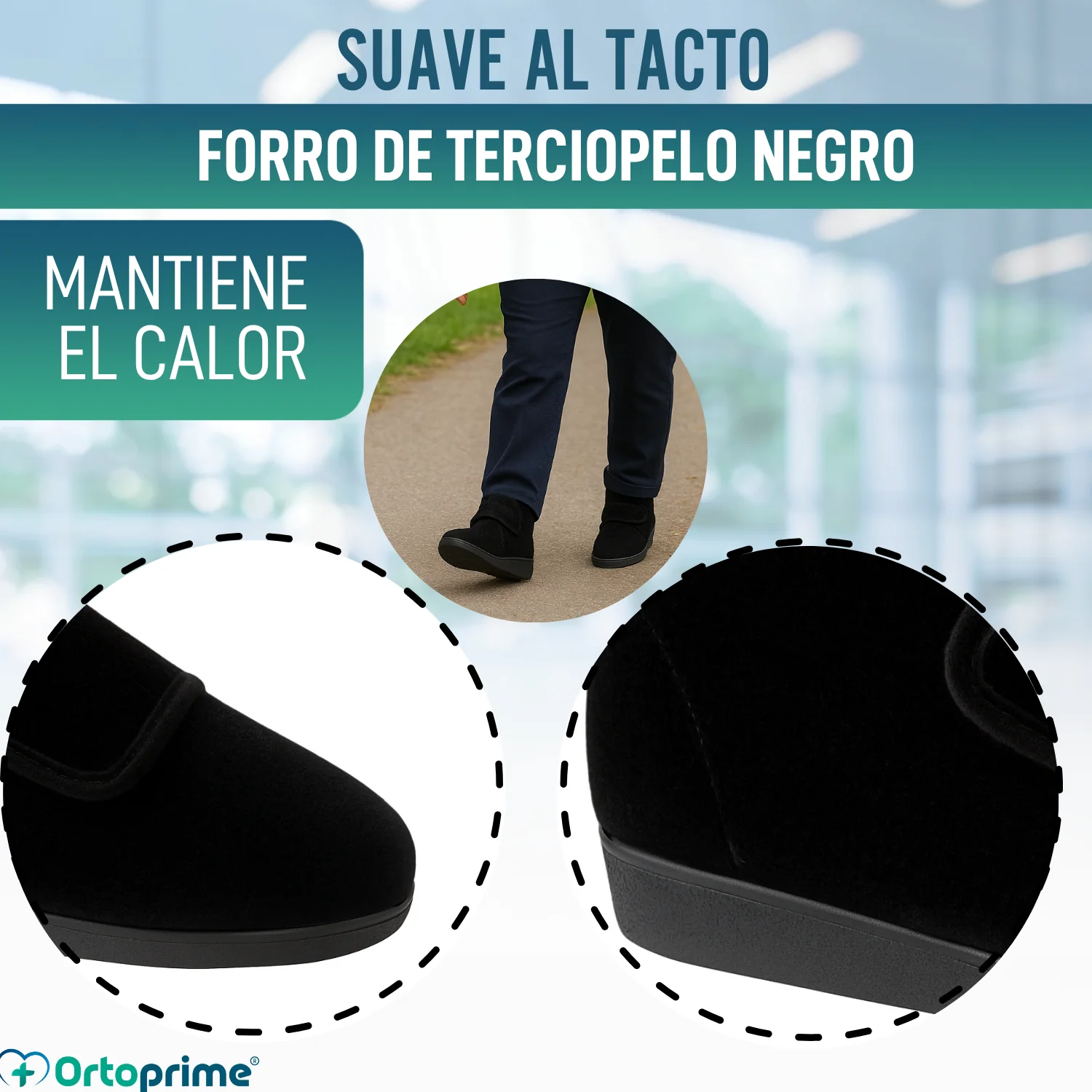 Bota Corte Alto de Terciopelo Con Velcro - Image 4