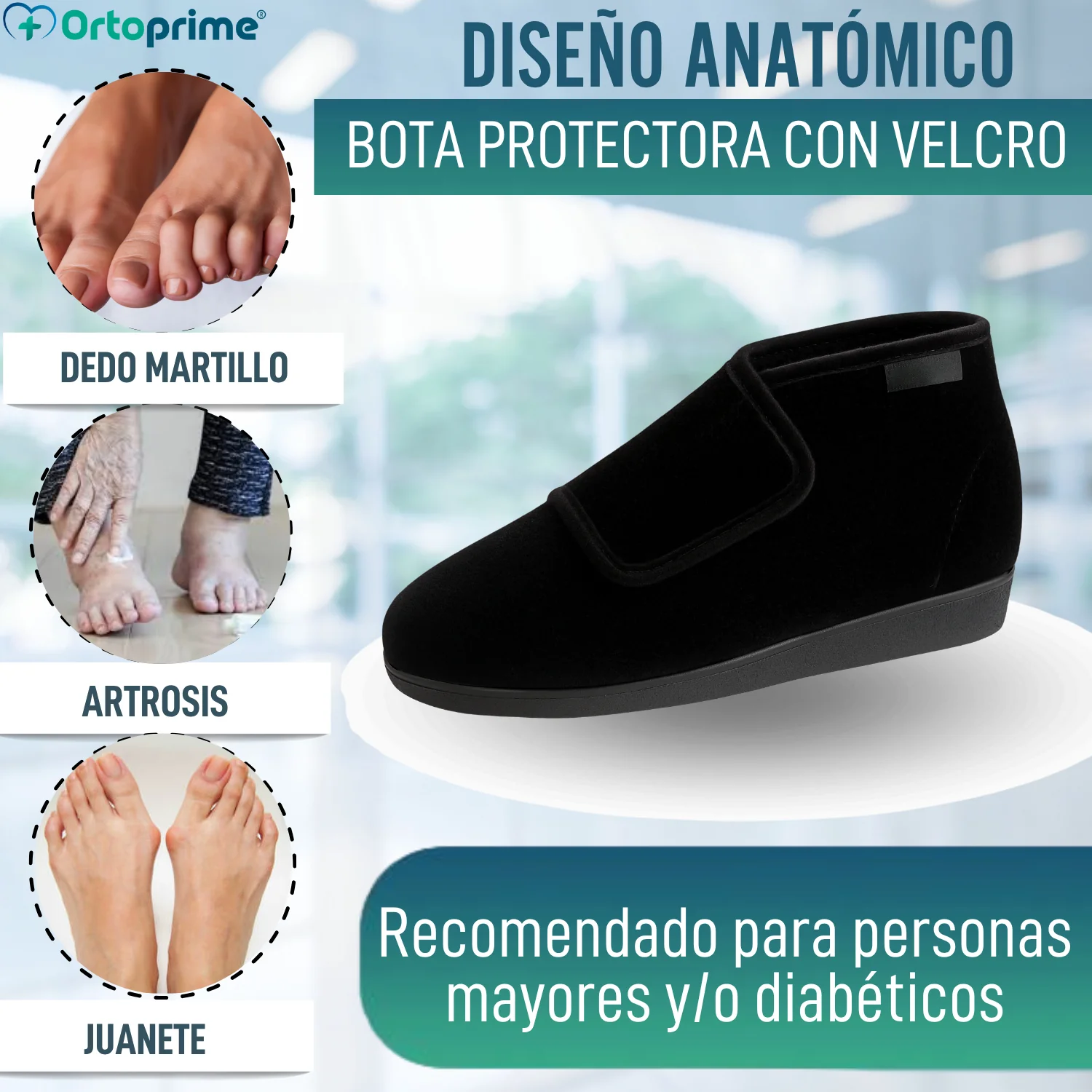 Bota Corte Alto de Terciopelo Con Velcro - Image 5