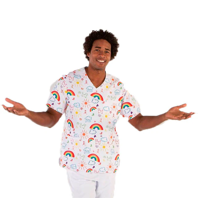 Casaca Médica Unisex con Estampado de Arco Iris | Tallas - Image 2