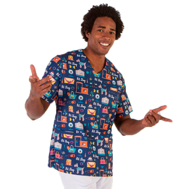 Casaca Médica Unisex para Veterinarios Estampado Mascotas