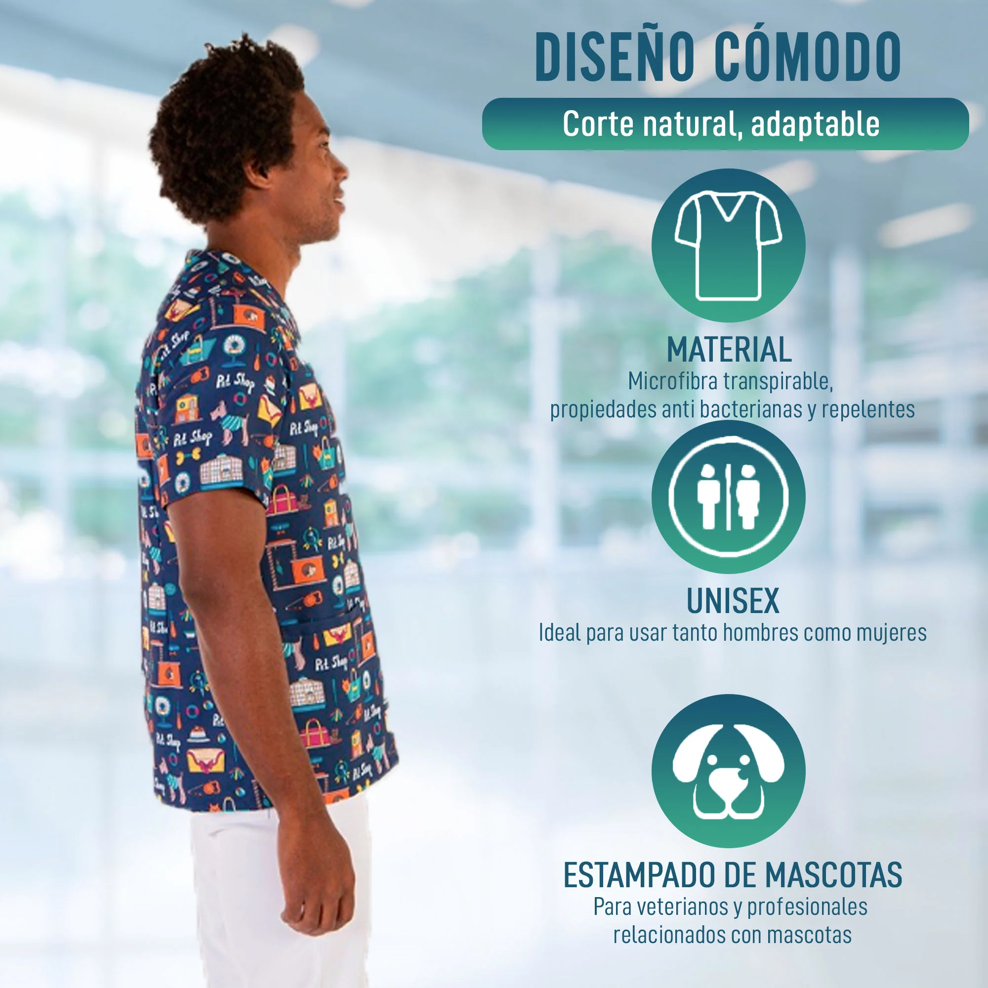 Casaca Médica Unisex para Veterinarios Estampado Mascotas - Image 4