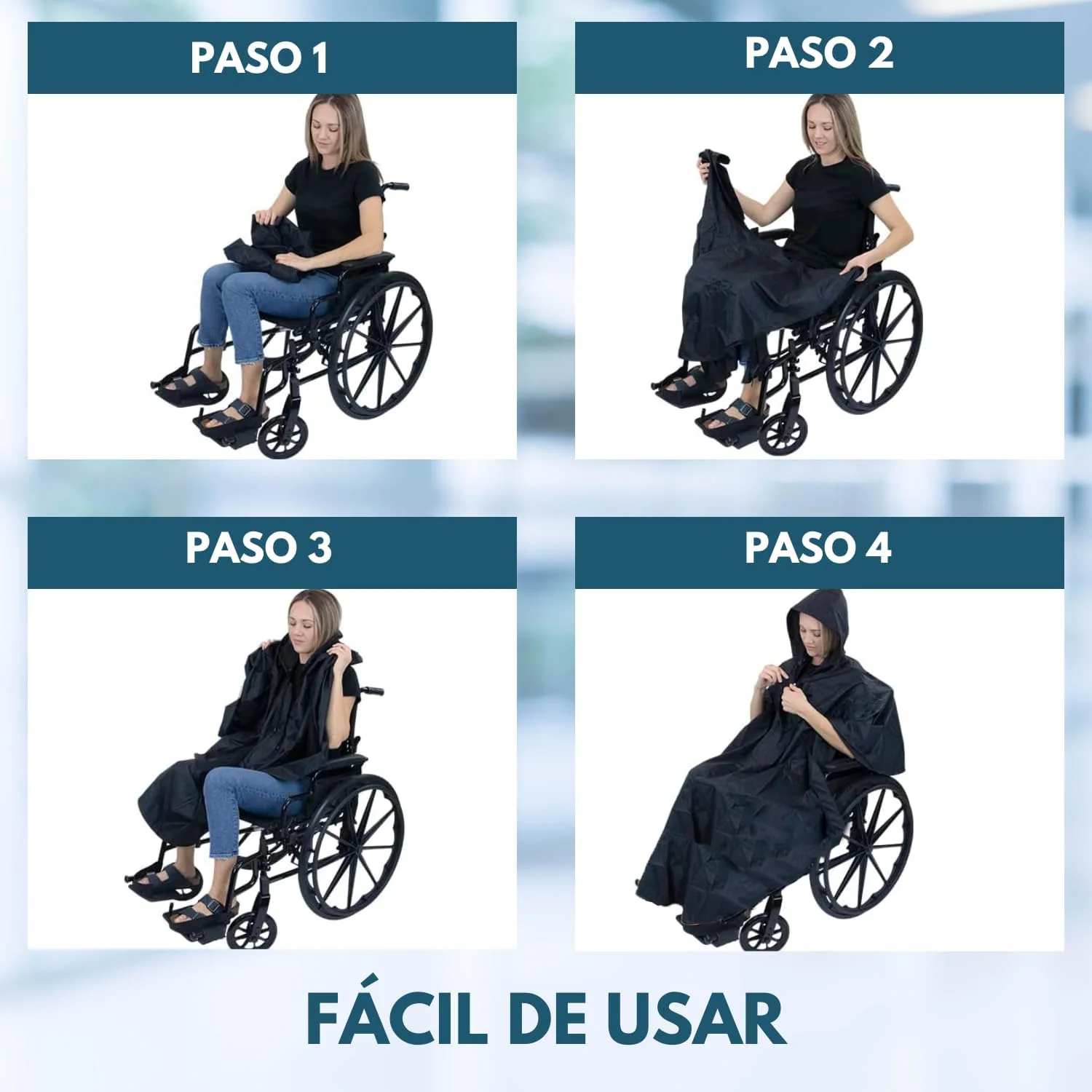 Chubasquero Impermeable con Cremallera para Silla de Ruedas - Image 5