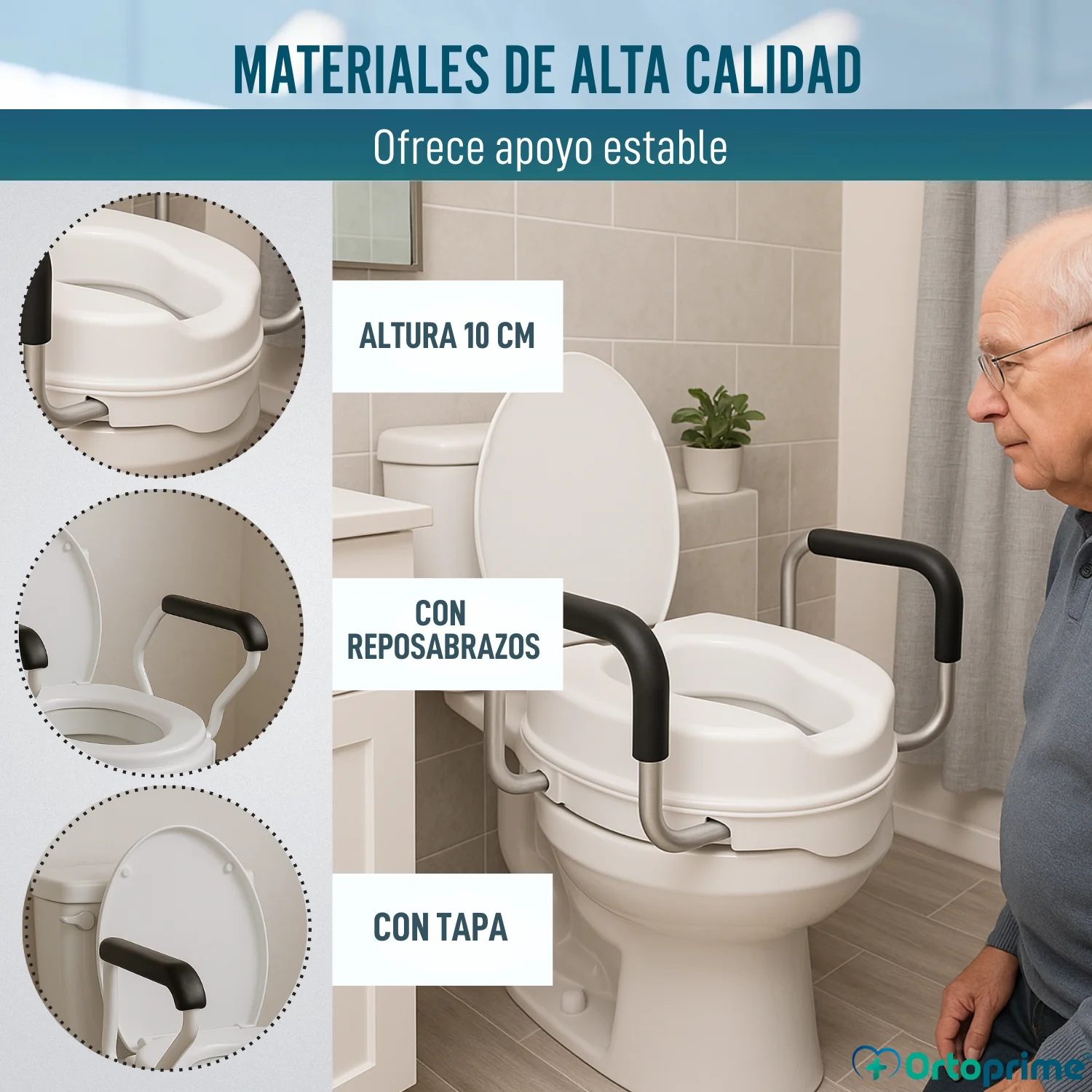 Elevador WC Adulto 10cm Tapa y Brazos | Alzador WC Universal - Image 4