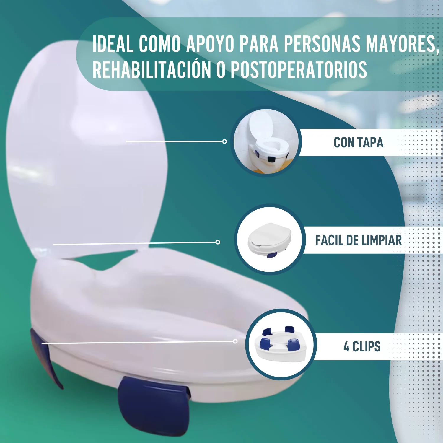 Elevador WC Adulto 11 cm | Alzador WC Ortopédico 4 Clips - Image 8