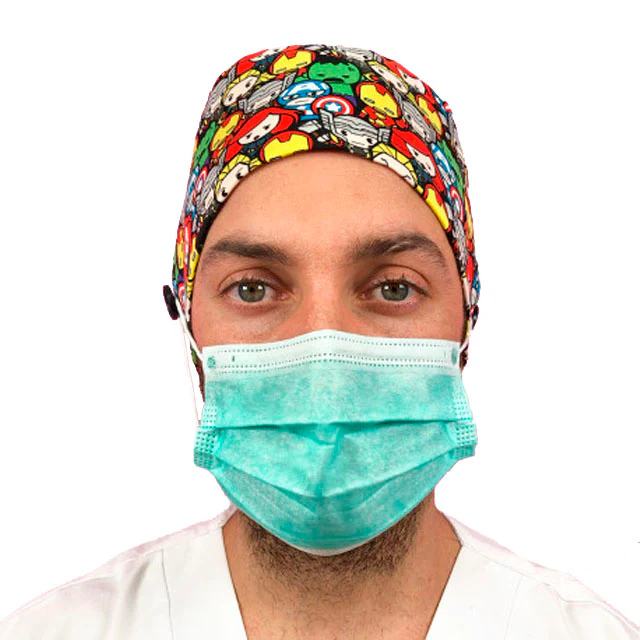 Gorros de Quirófano para Pelo Corto con Botones | Estampados