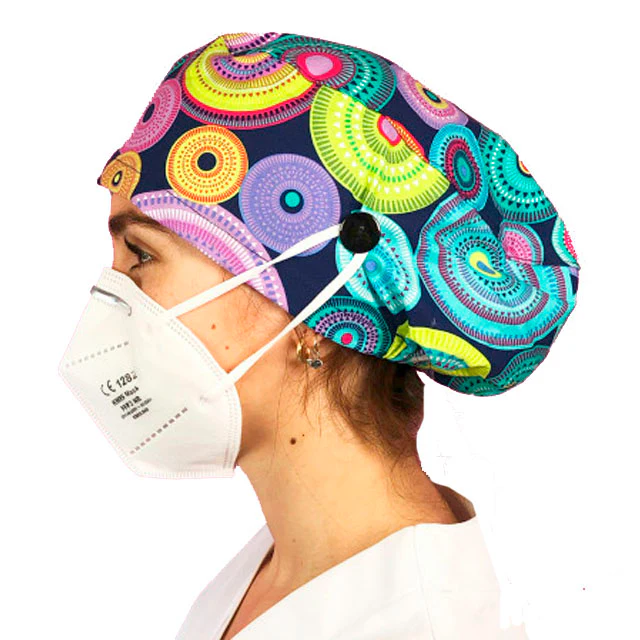 Gorros de Quirófano para Pelo Largo con Botón | Estampados - Image 10