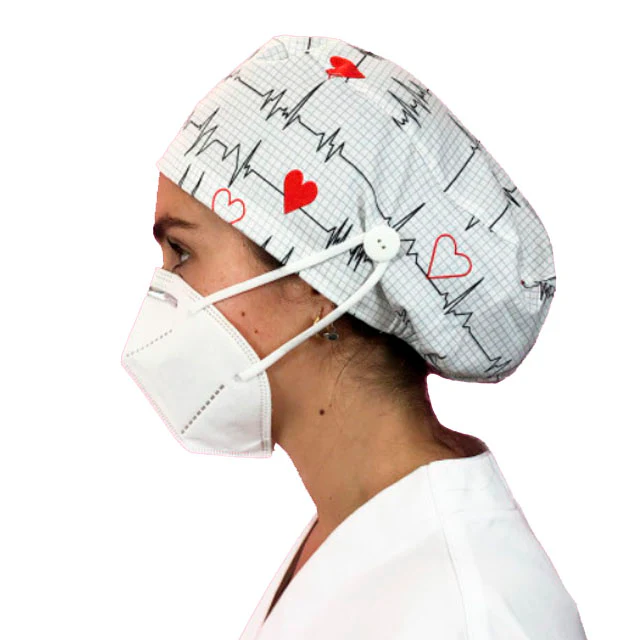 Gorros de Quirófano para Pelo Largo con Botón | Estampados - Image 3
