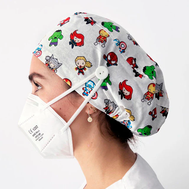Gorros de Quirófano para Pelo Largo con Botón | Estampados - Image 6