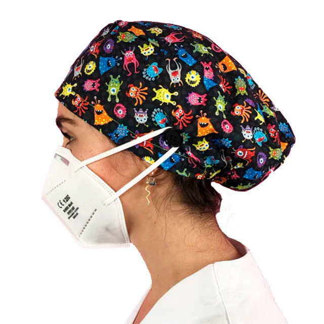 Gorros de Quirófano para Pelo Largo con Botón | Estampados - Image 7