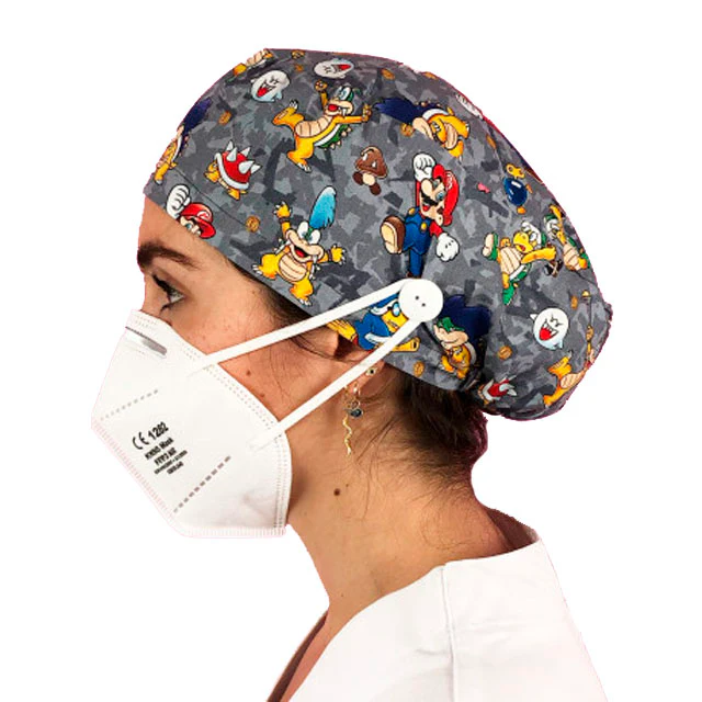 Gorros de Quirófano para Pelo Largo con Botón | Estampados - Image 8