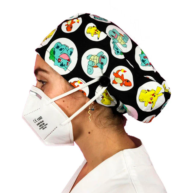 Gorros de Quirófano para Pelo Largo con Botón | Estampados - Image 9