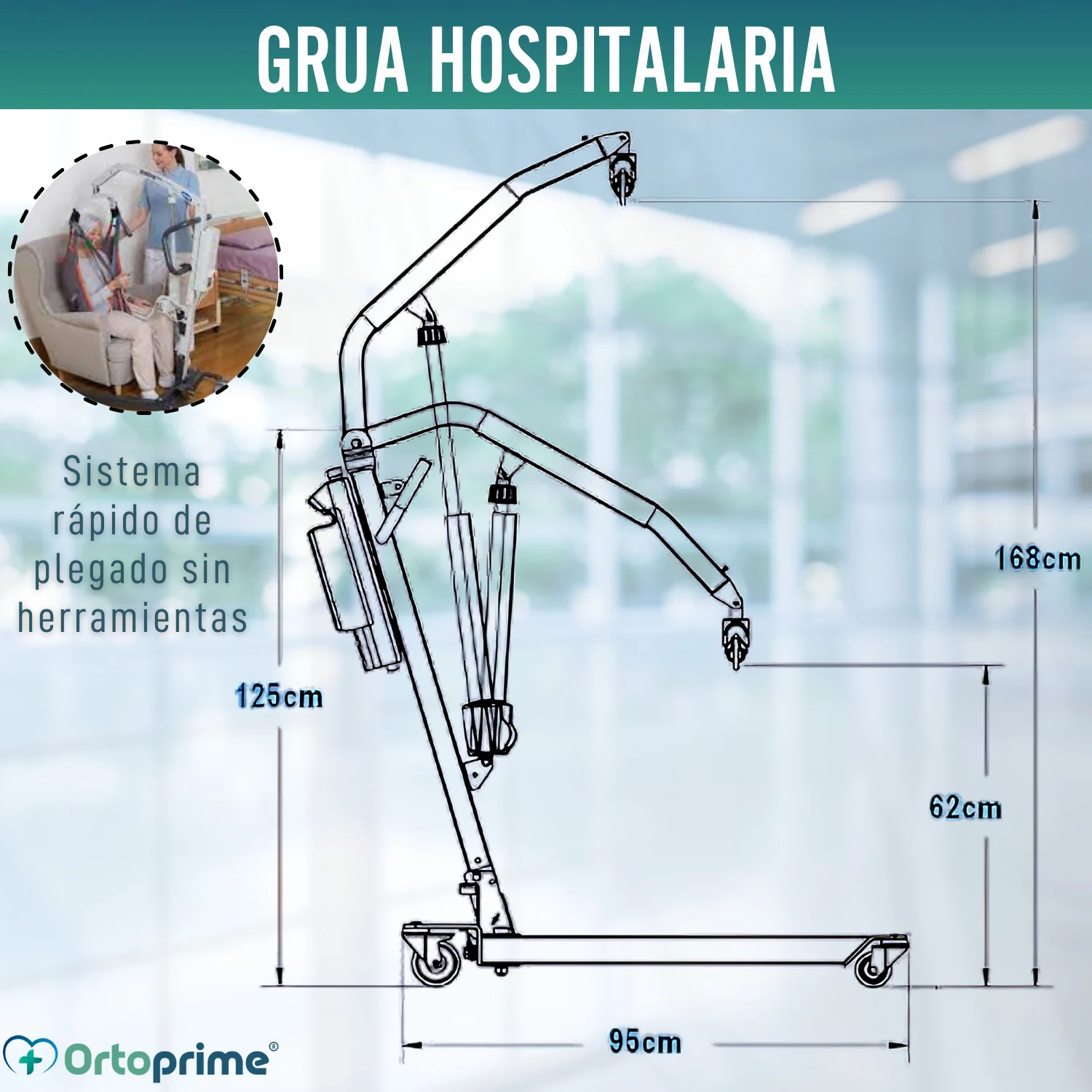 Grúa Eléctrica para el Traslado de Pacientes | Sin Arnés - Image 2