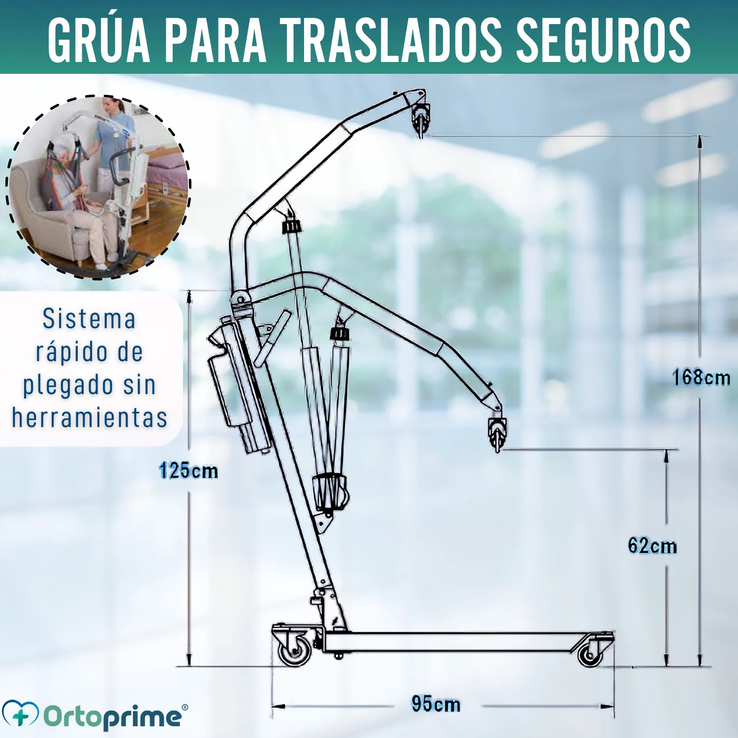 Grúa para Pacientes con Arnés de Ajuste Rápido Integrado - Image 2