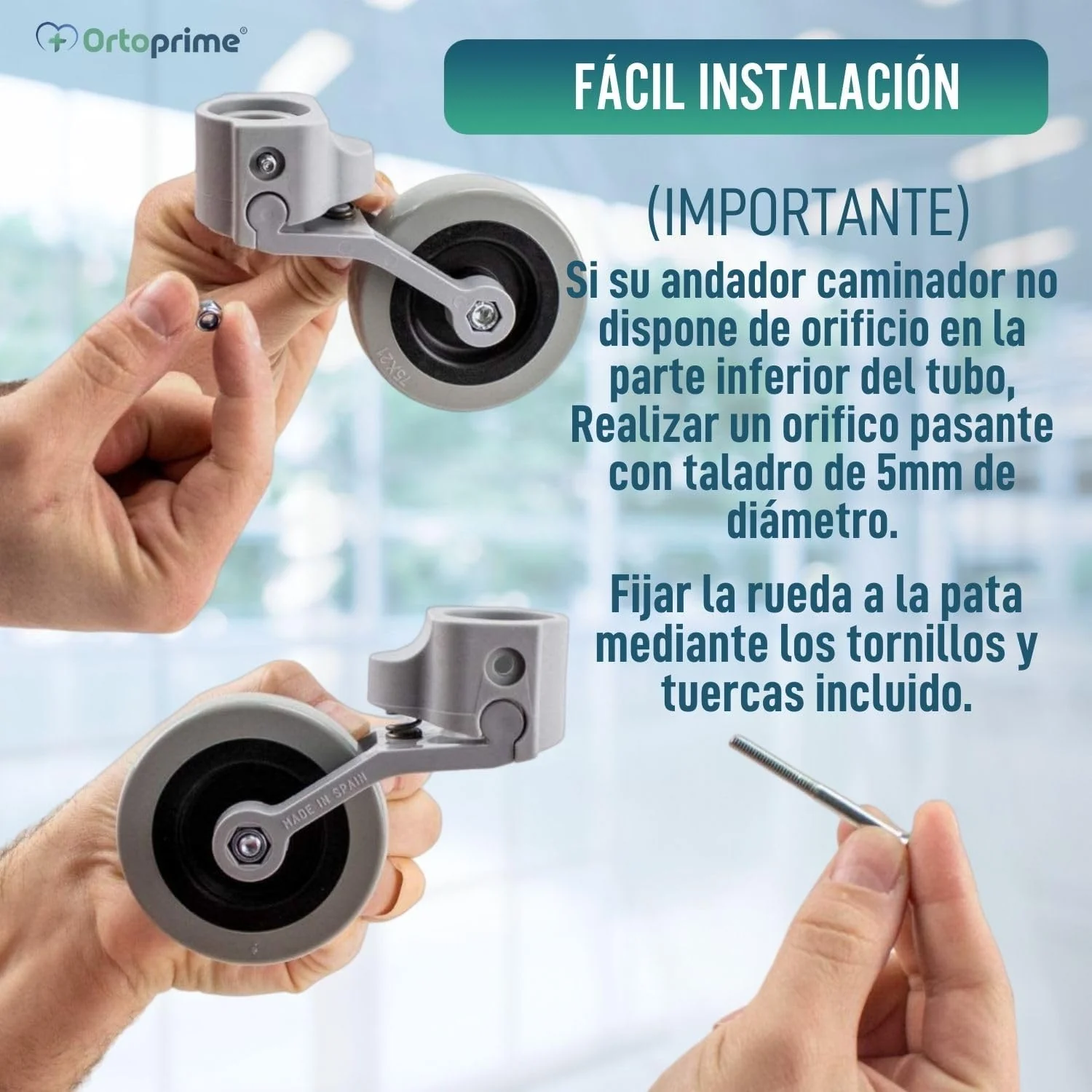 Kit x2 Ruedas para Andadores y Caminadores 22, 25 y 30 mm - Image 3