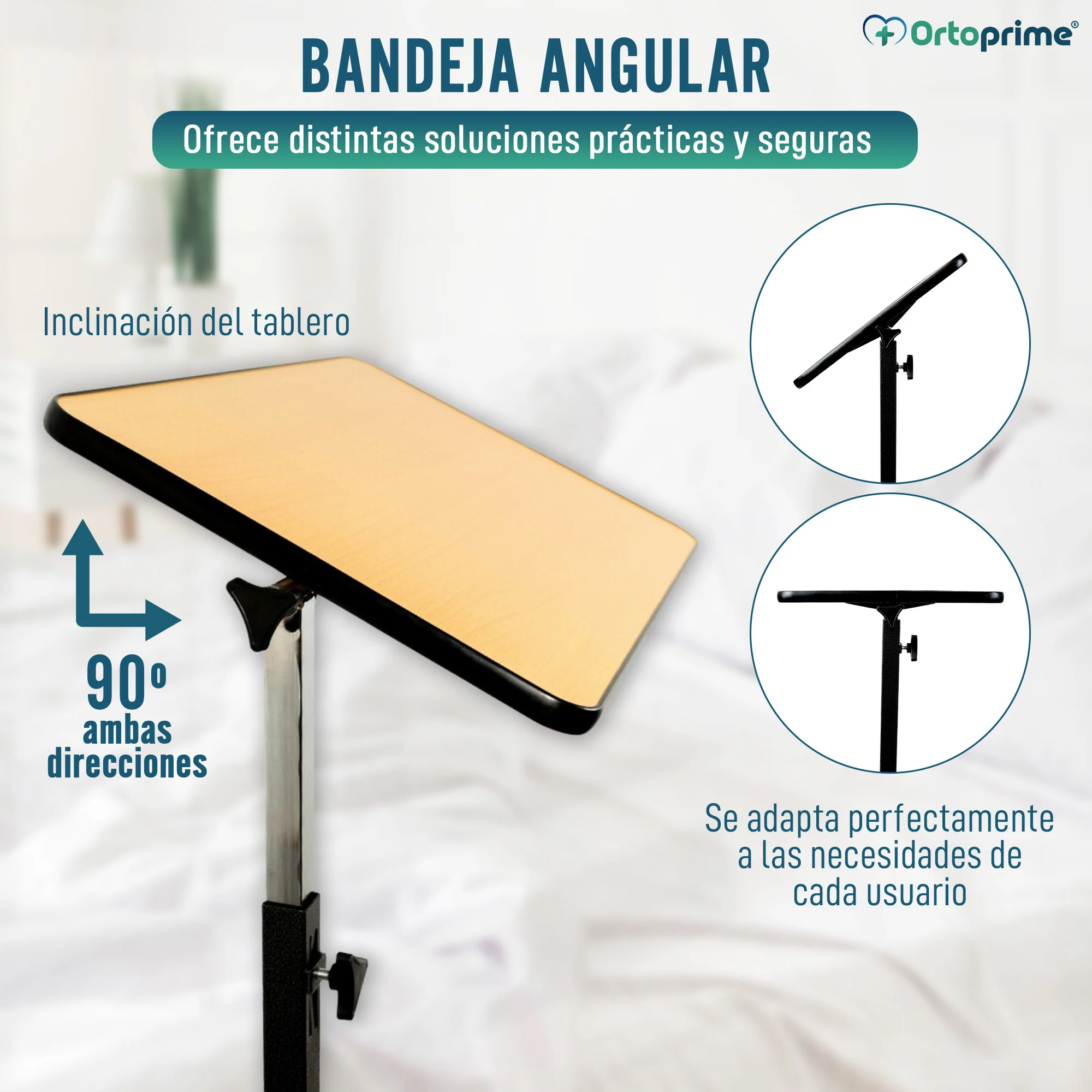 Mesa Auxiliar Plegable con Altura Regulable Tablero Abatible 90° - Image 6