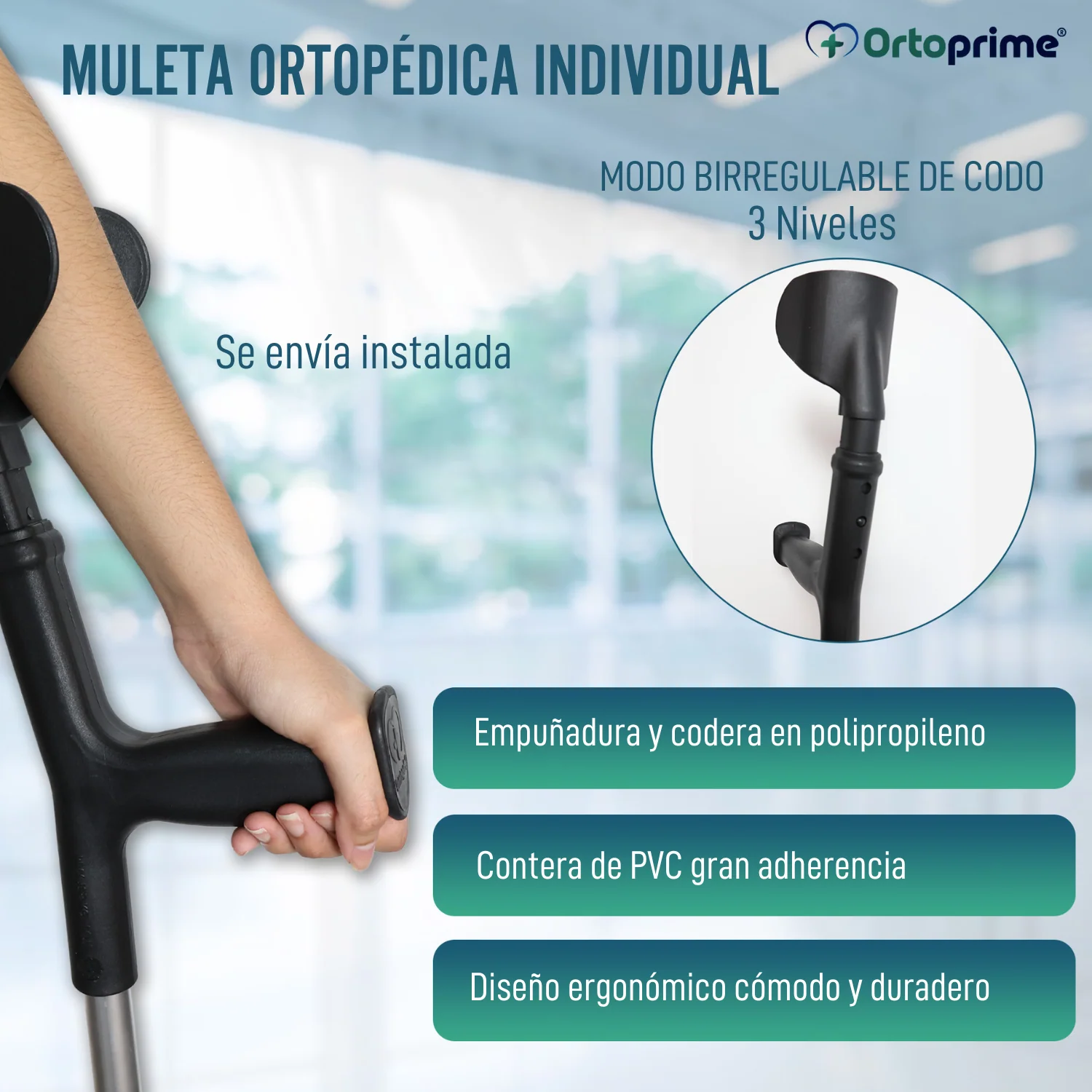 Muleta Ortopédica Regulable en Altura | Ergonómico - Image 4