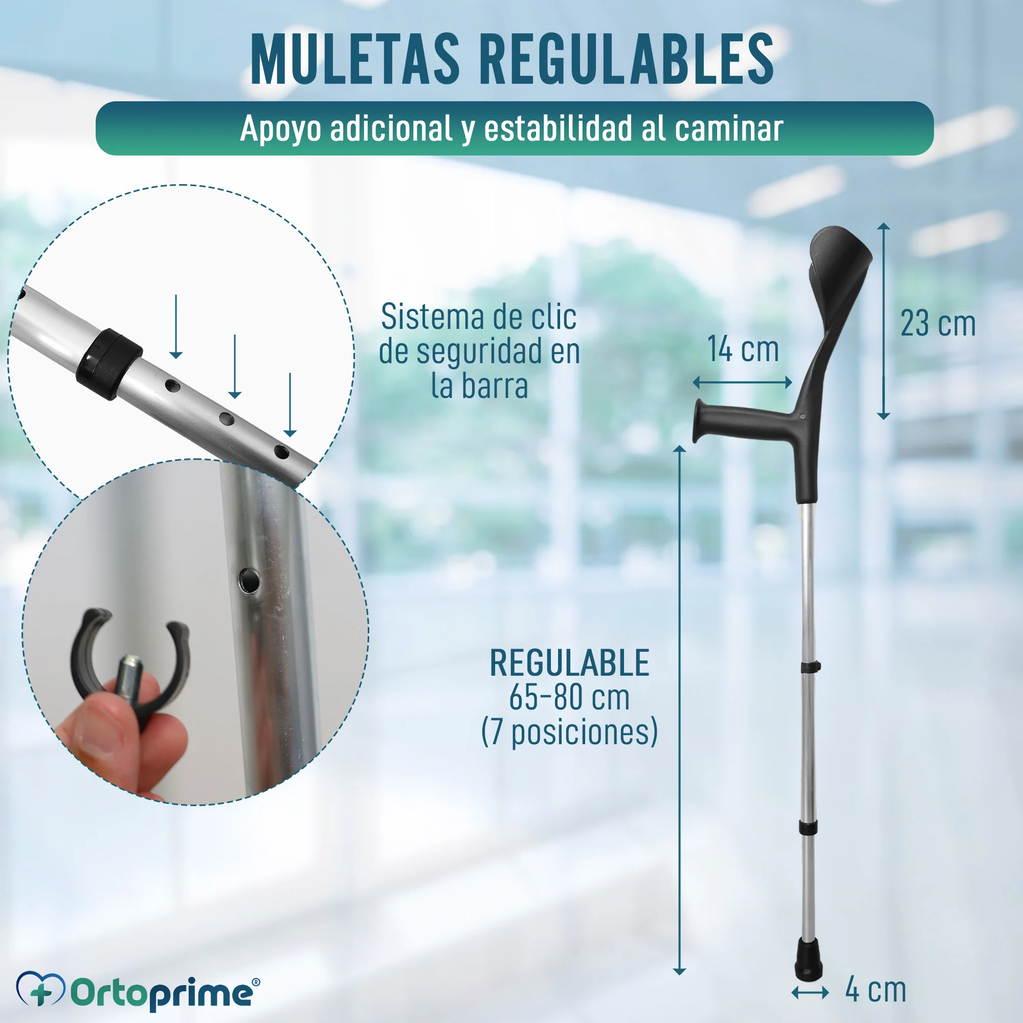 Muletas Adulto de Aluminio Regulables en Altura | Pack 2 Uds - Image 4
