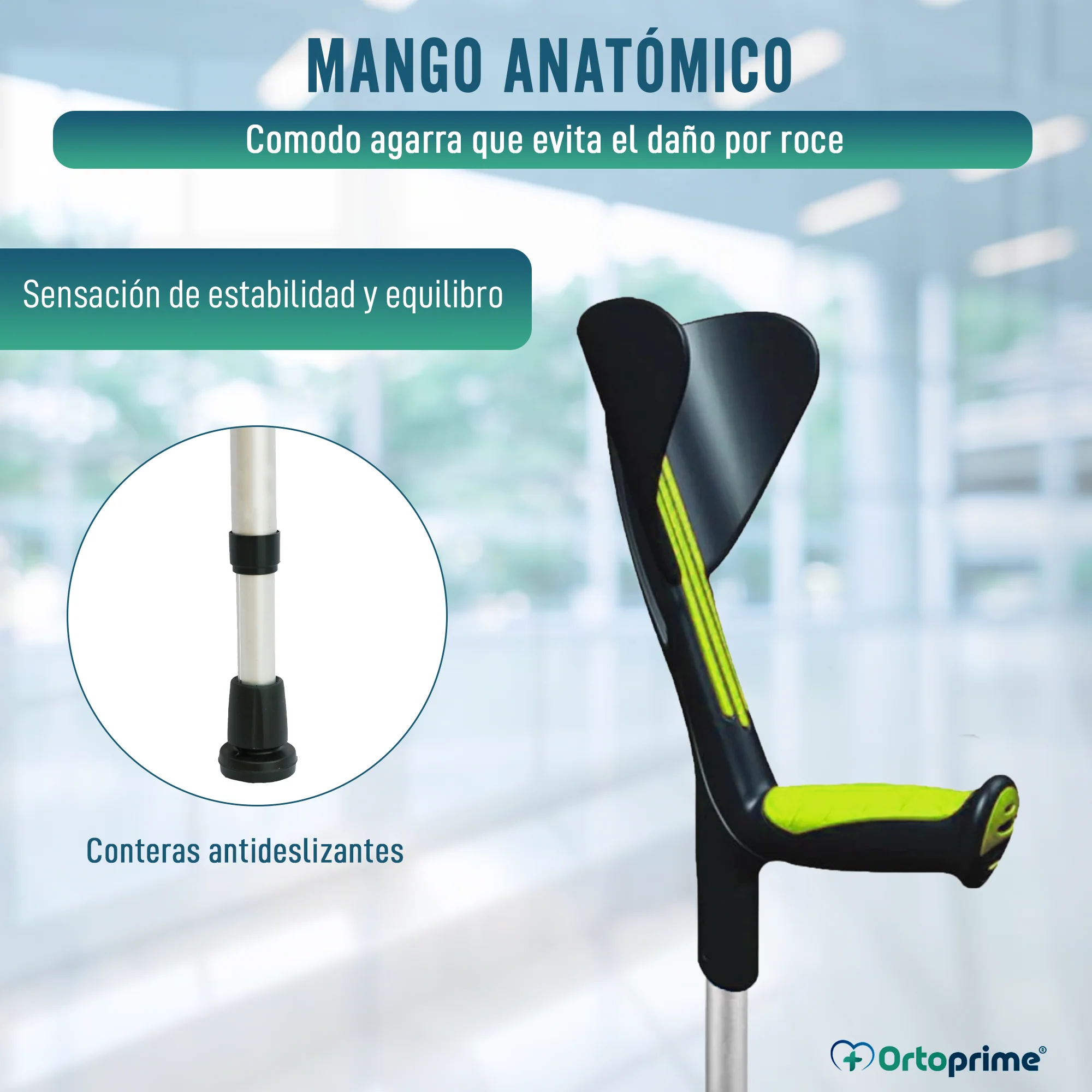 Muleta Adulto Ortopédica Anatómica Verde Pistacho | 1 unidad - Image 6
